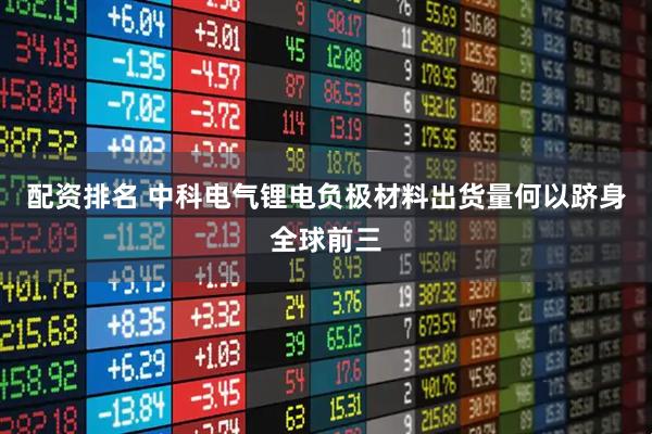 配资排名 中科电气锂电负极材料出货量何以跻身全球前三